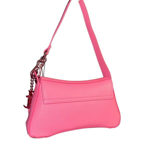 Juicy Couture Hot Pink Faux Leather Jasmine Flap Hobo Bag w/ Metallic Mini Pouch - Picture 6 of 16